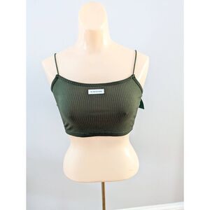 NWT Shein EZwear The Time For Change Ribbed Crop Top Green